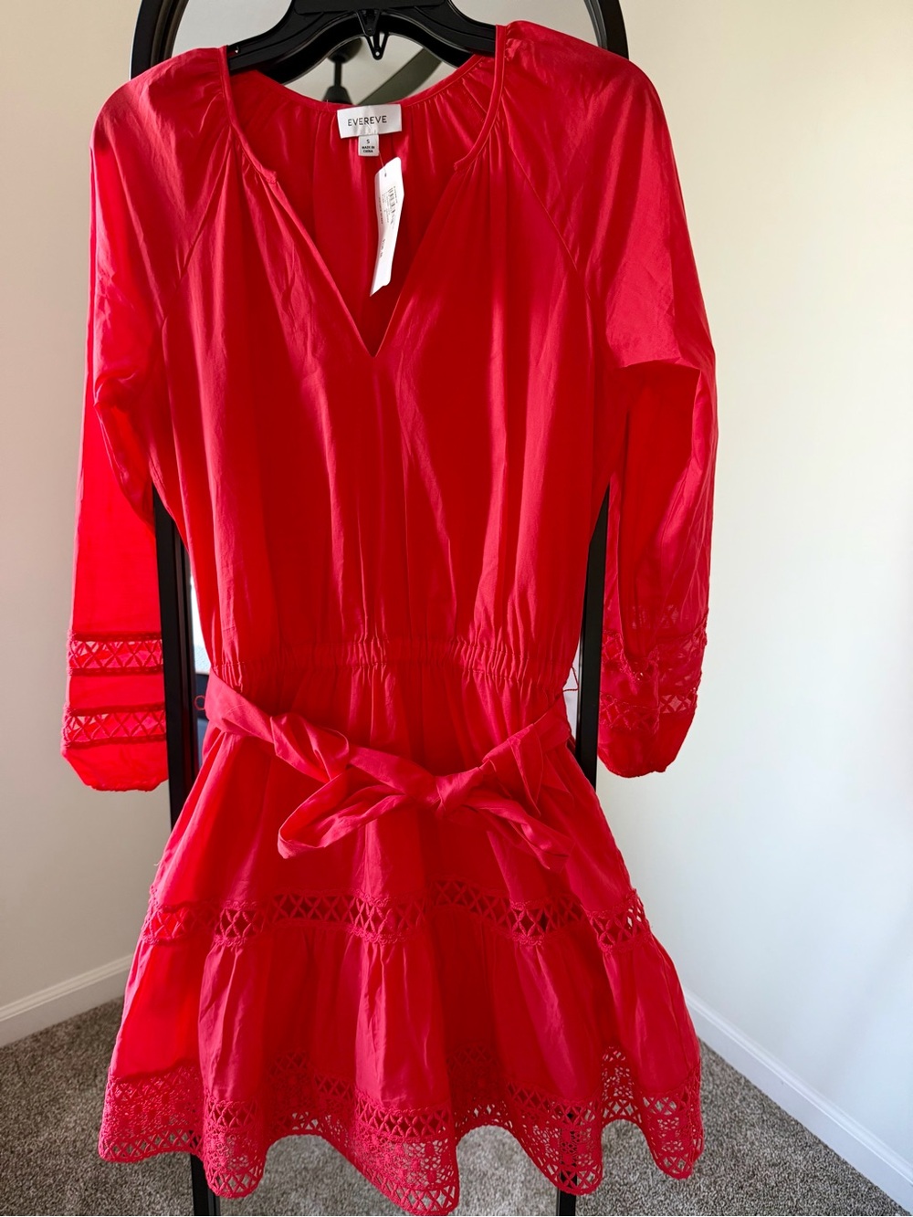 NWT Evereve cayenne red -Waist Eyelet Dress